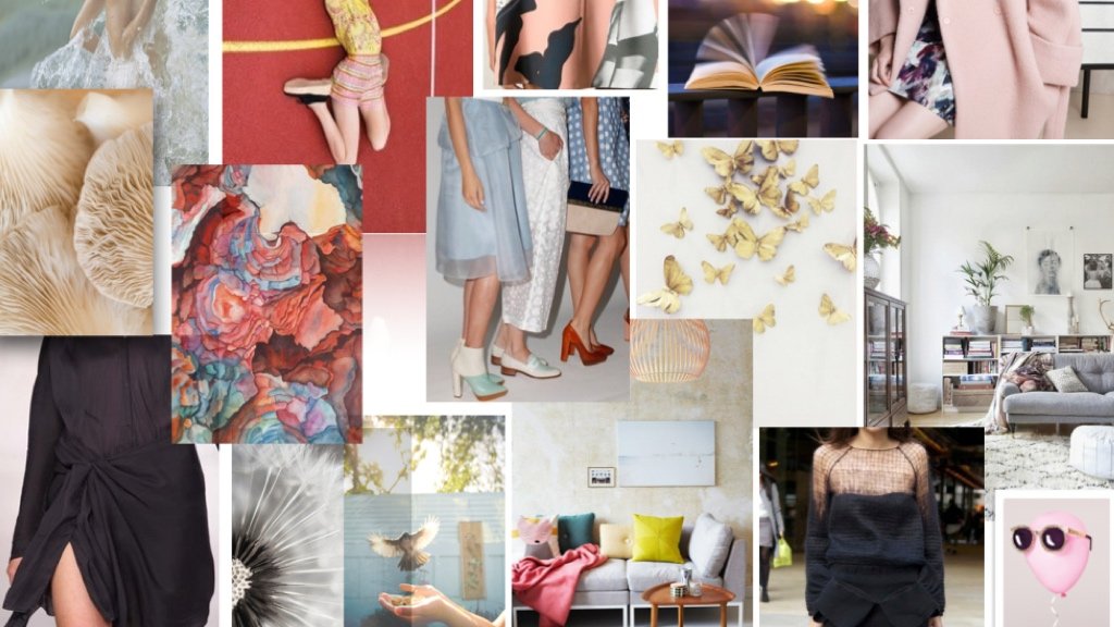 Defining your clothing brand's niche and identity Visual mood board showcasing fashion brand identity elements