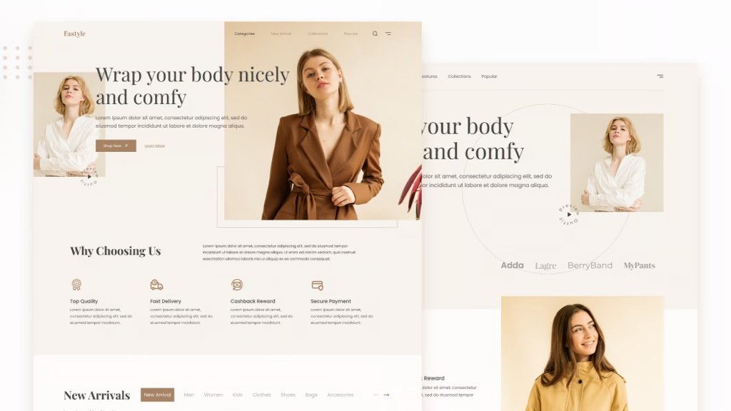 Creating your online clothing store and digital presence Modern fashion brand website displayed on laptop and phone